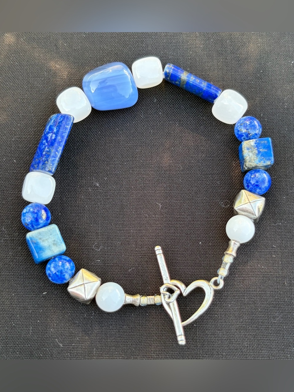 Lapis Lazuli, Quartz, .925 Artisan Hand Crafted Bracelet